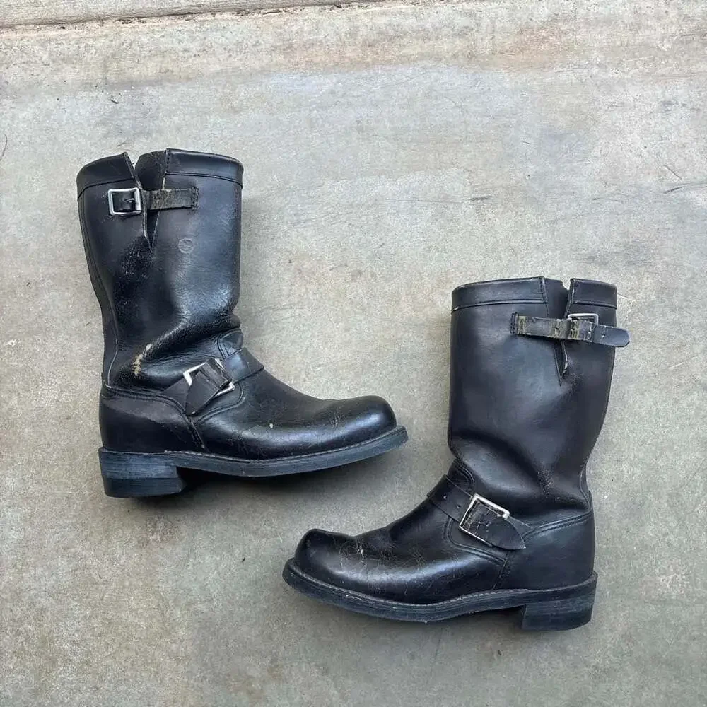 Georgia Boot 769 Vintage Black Leather Engineer Boots Size 7.5